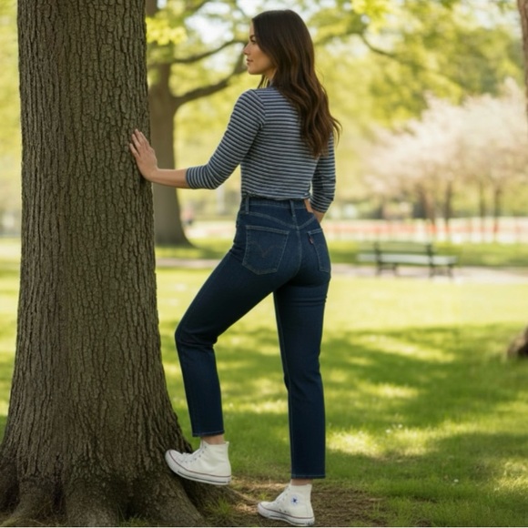 Levi’s Ribcage Straight Ankle Distressed Jeans - Picture 5 of 10